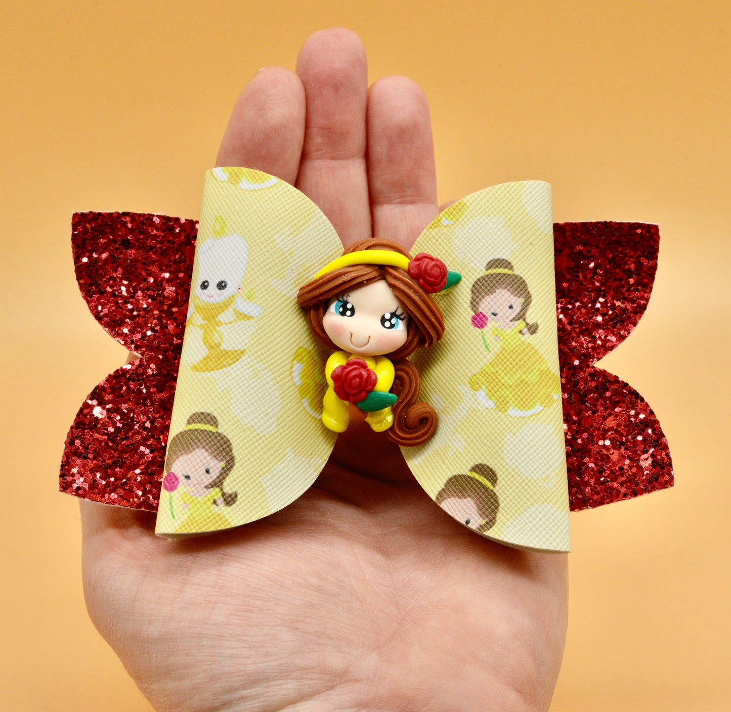 Girls character hair bow, Disney, Princess Bell