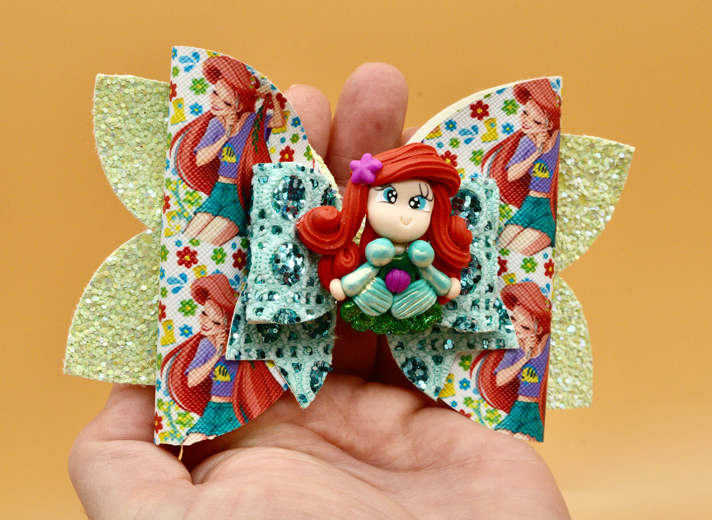 Girls character hair bow, Disney, Princess Ariel, The Little Mermaid