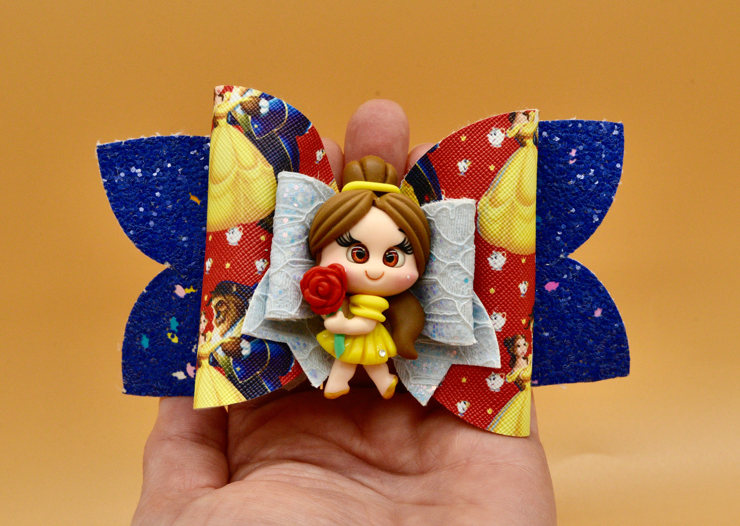 Girls character hair bow, Disney, Princess Bell