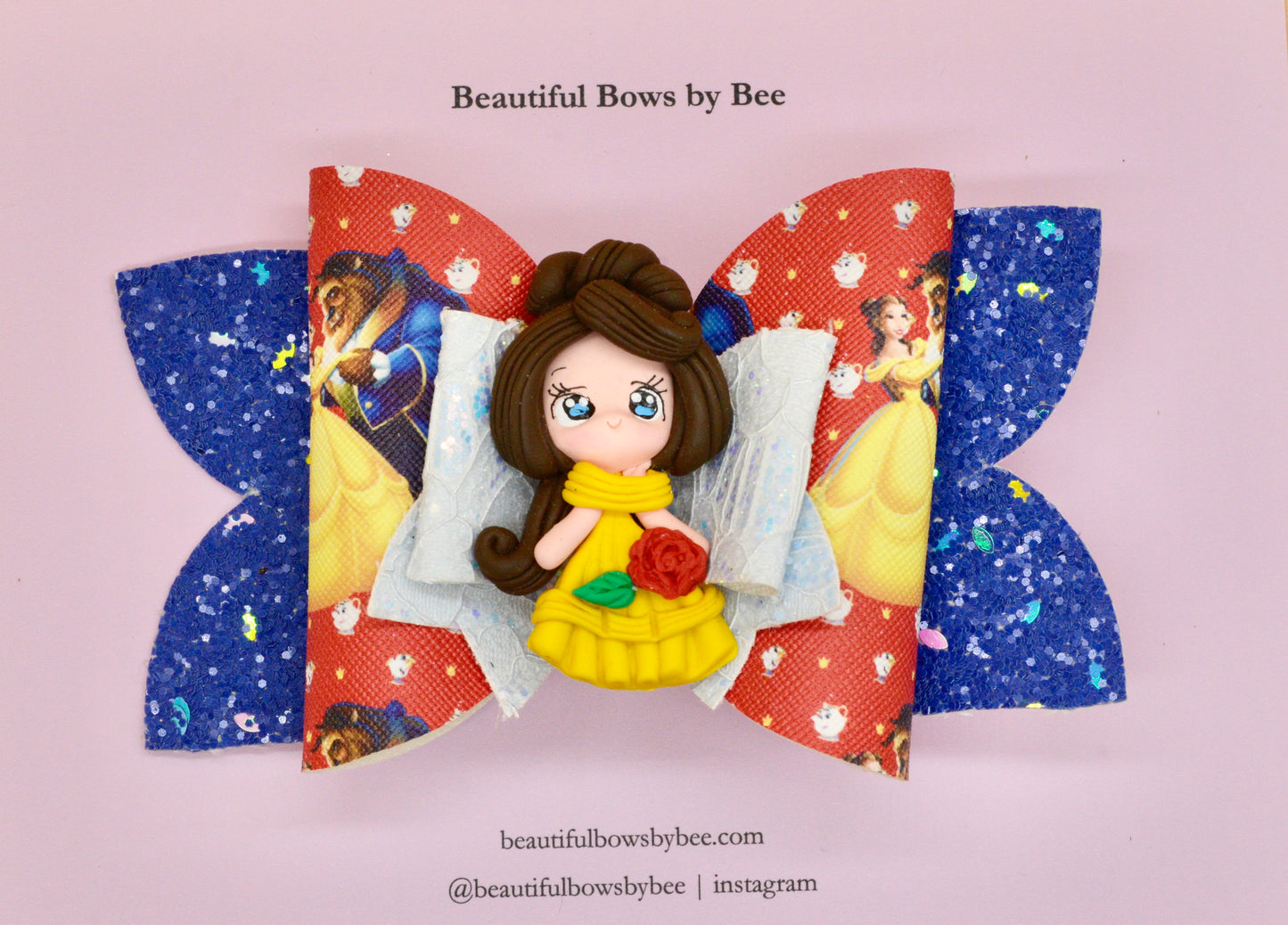 Girls character hair bow, Disney, Princess Bell