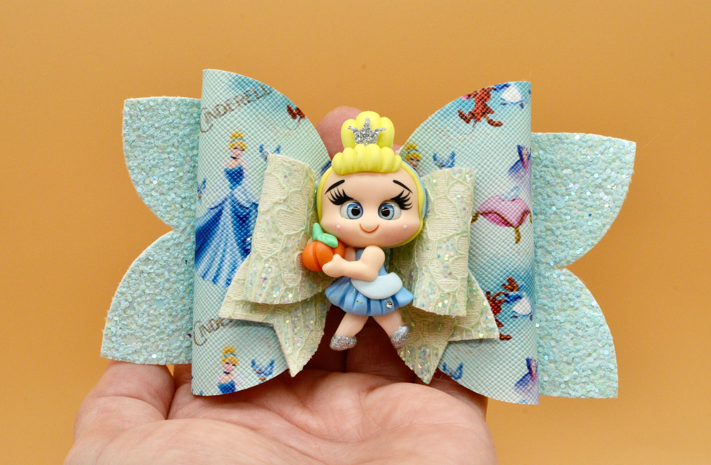 Girls character glitter hair bow, Disney, Cinderella