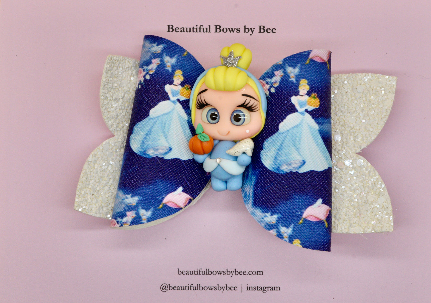 Girls character glitter hair bow, Disney, Cinderella