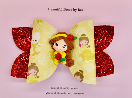 Girls character hair bow, Disney, Princess Bell