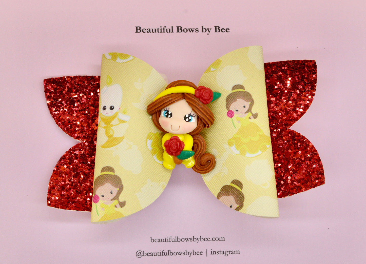 Girls character hair bow, Disney, Princess Bell