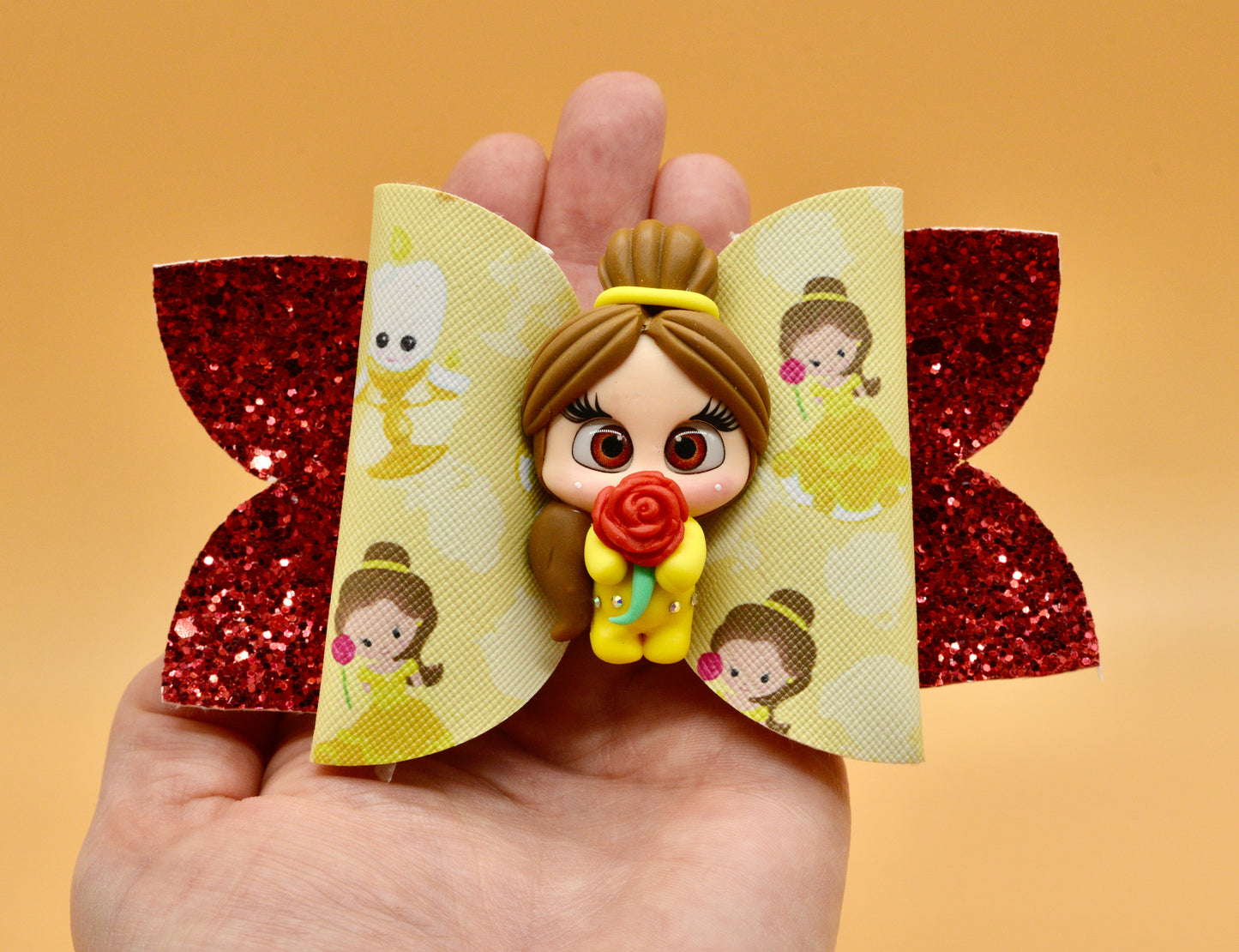 Girls character hair bow, Disney, Princess Bell