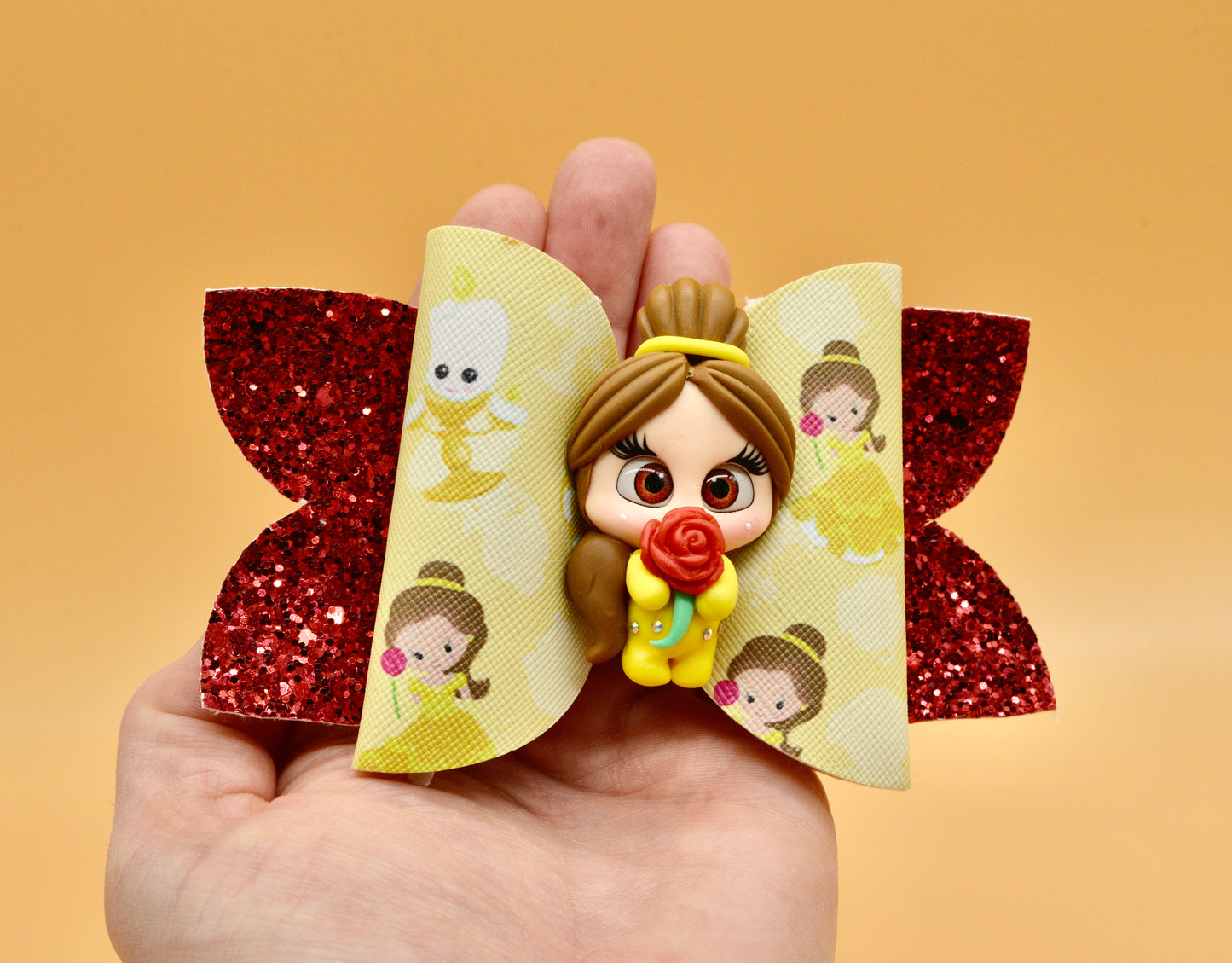 Girls character hair bow, Disney, Princess Bell