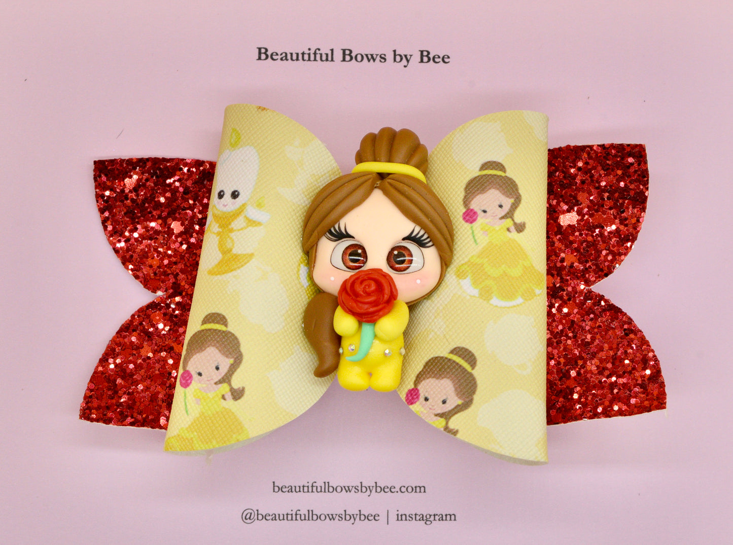 Girls character hair bow, Disney, Princess Bell