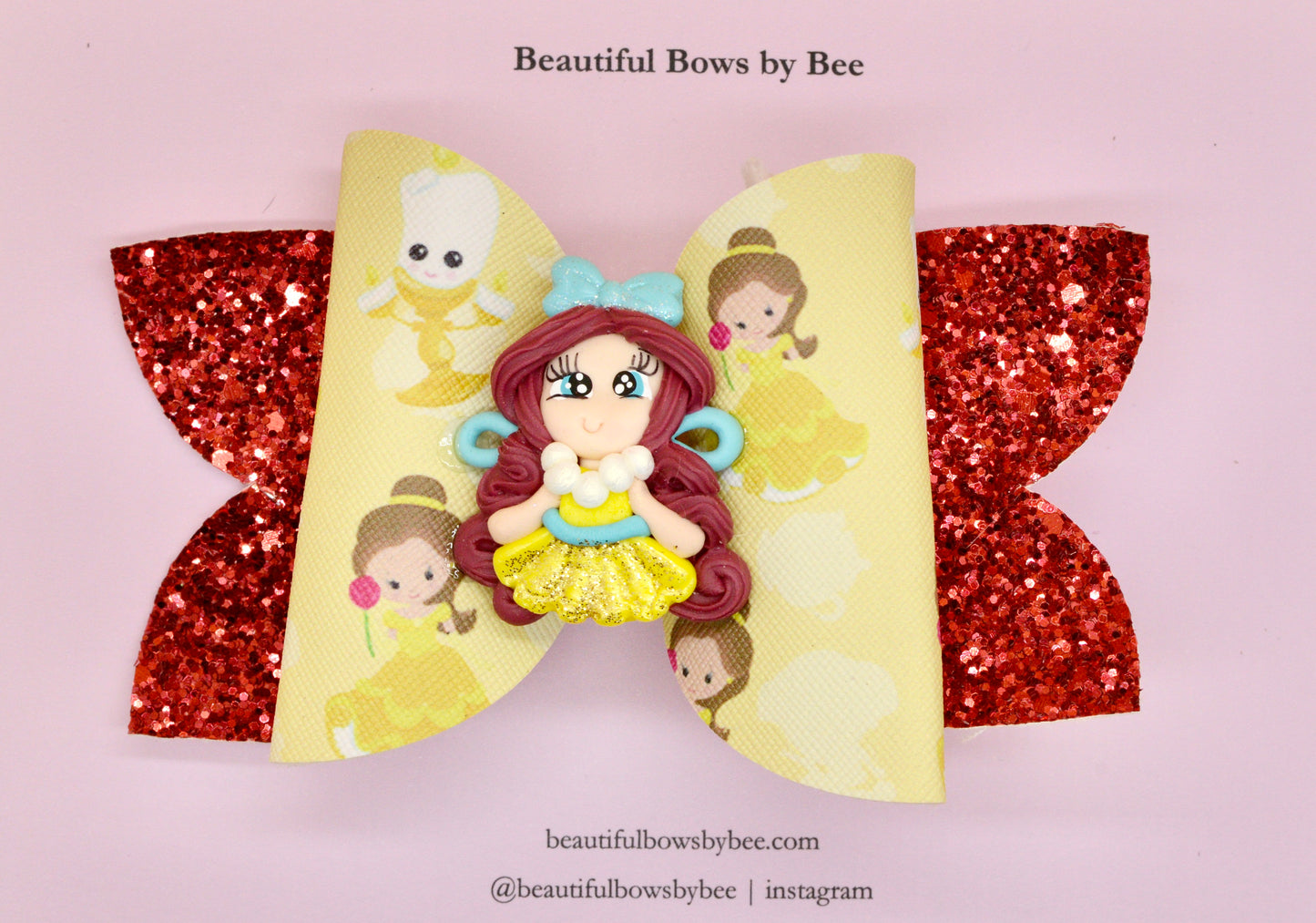 Girls character hair bow, Disney, Princess Bell