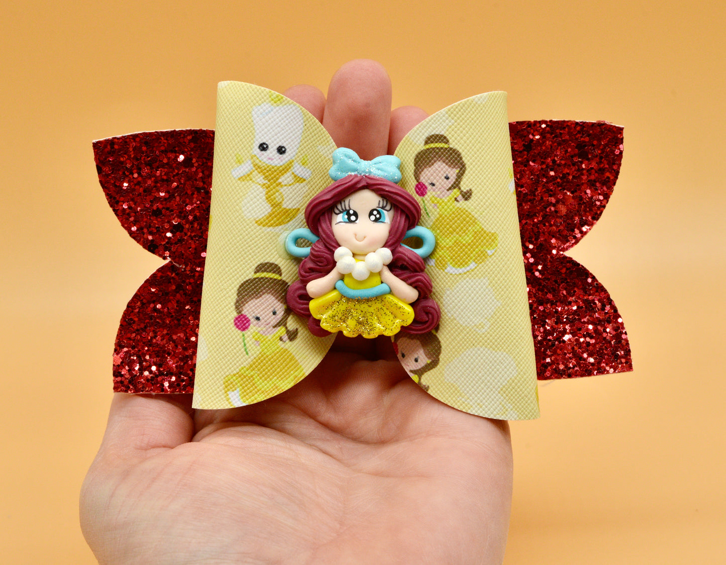 Girls character hair bow, Disney, Princess Bell