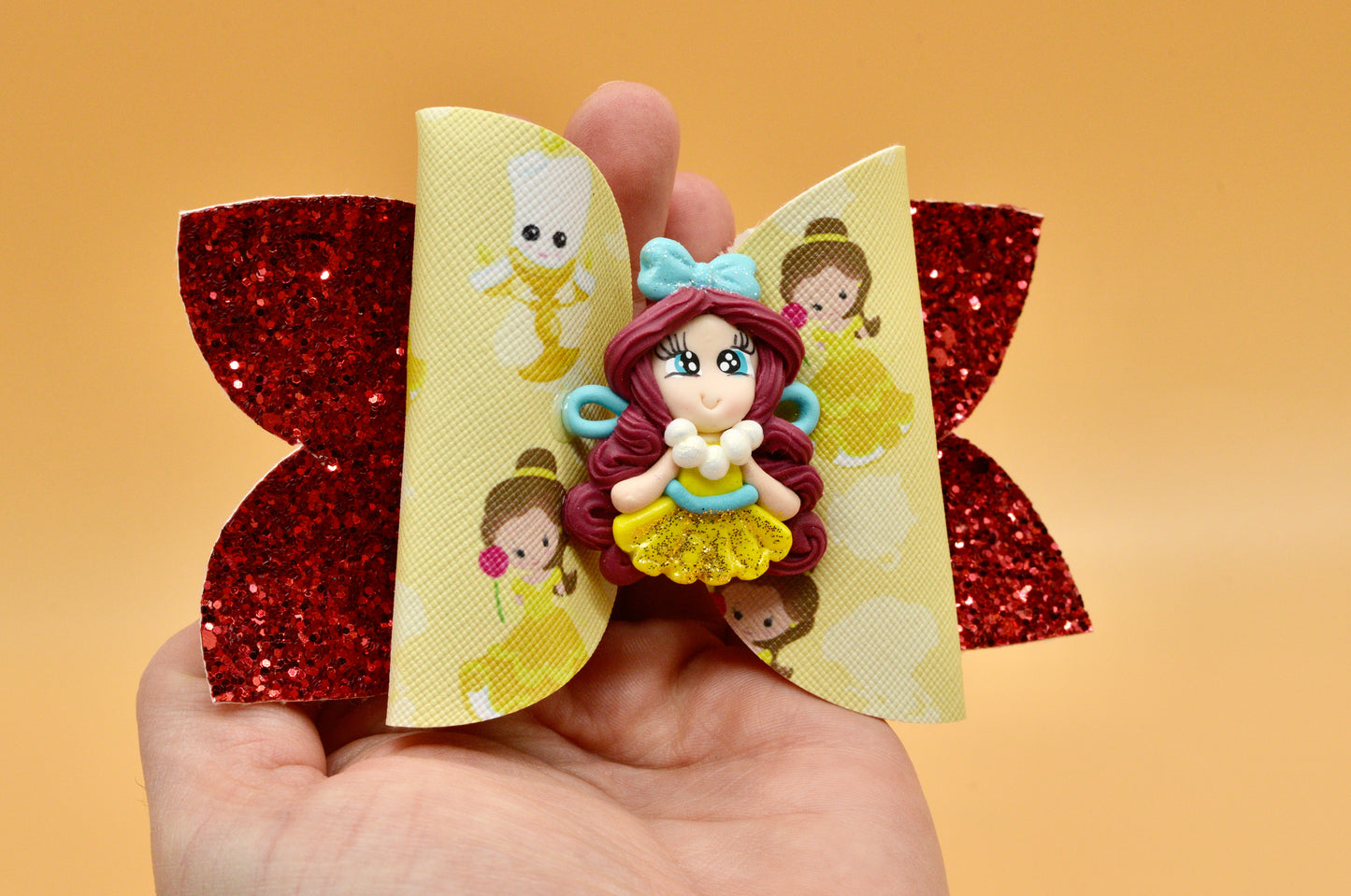 Girls character hair bow, Disney, Princess Bell