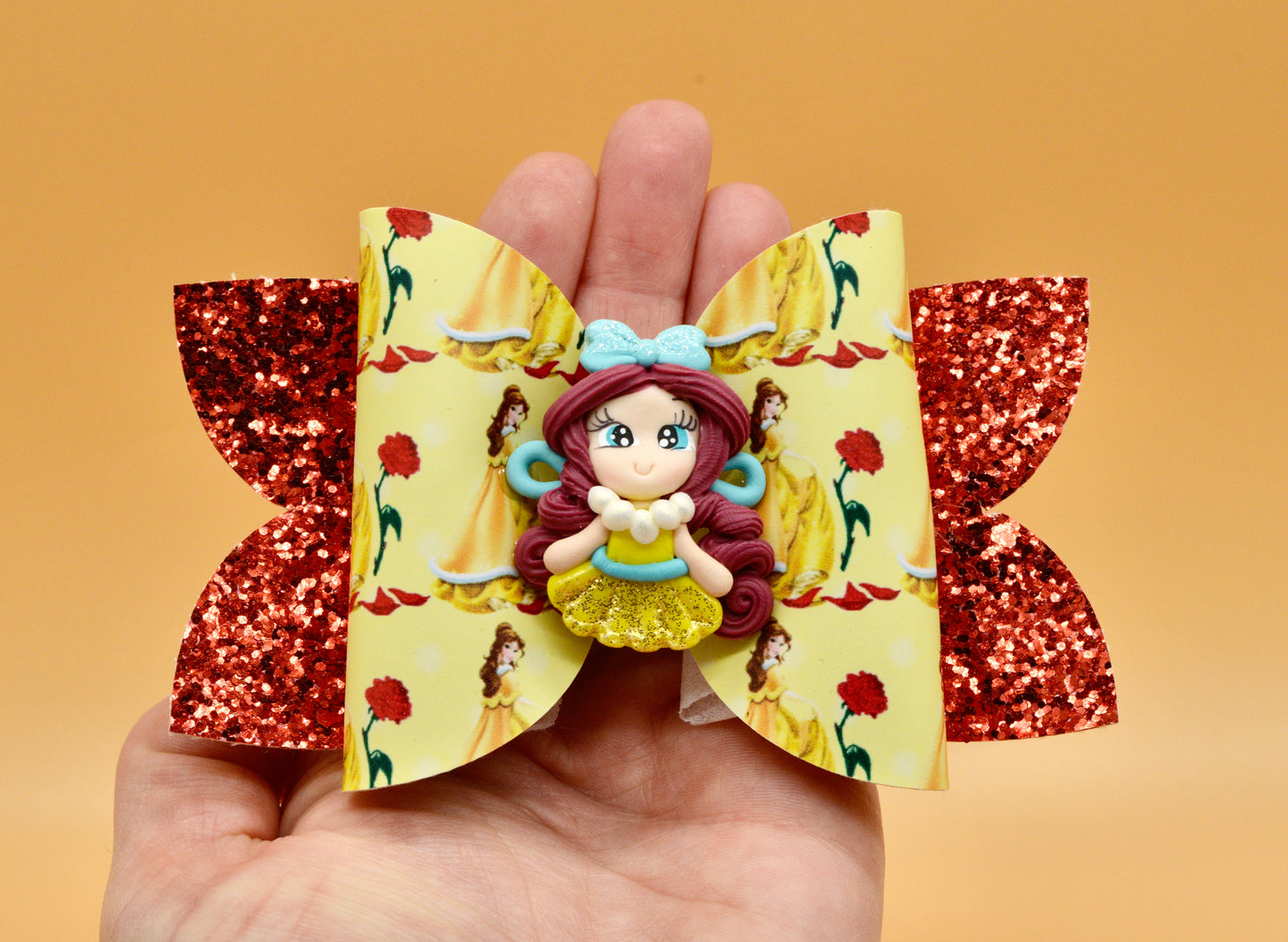 Girls character hair bow, Disney, Princess Bell