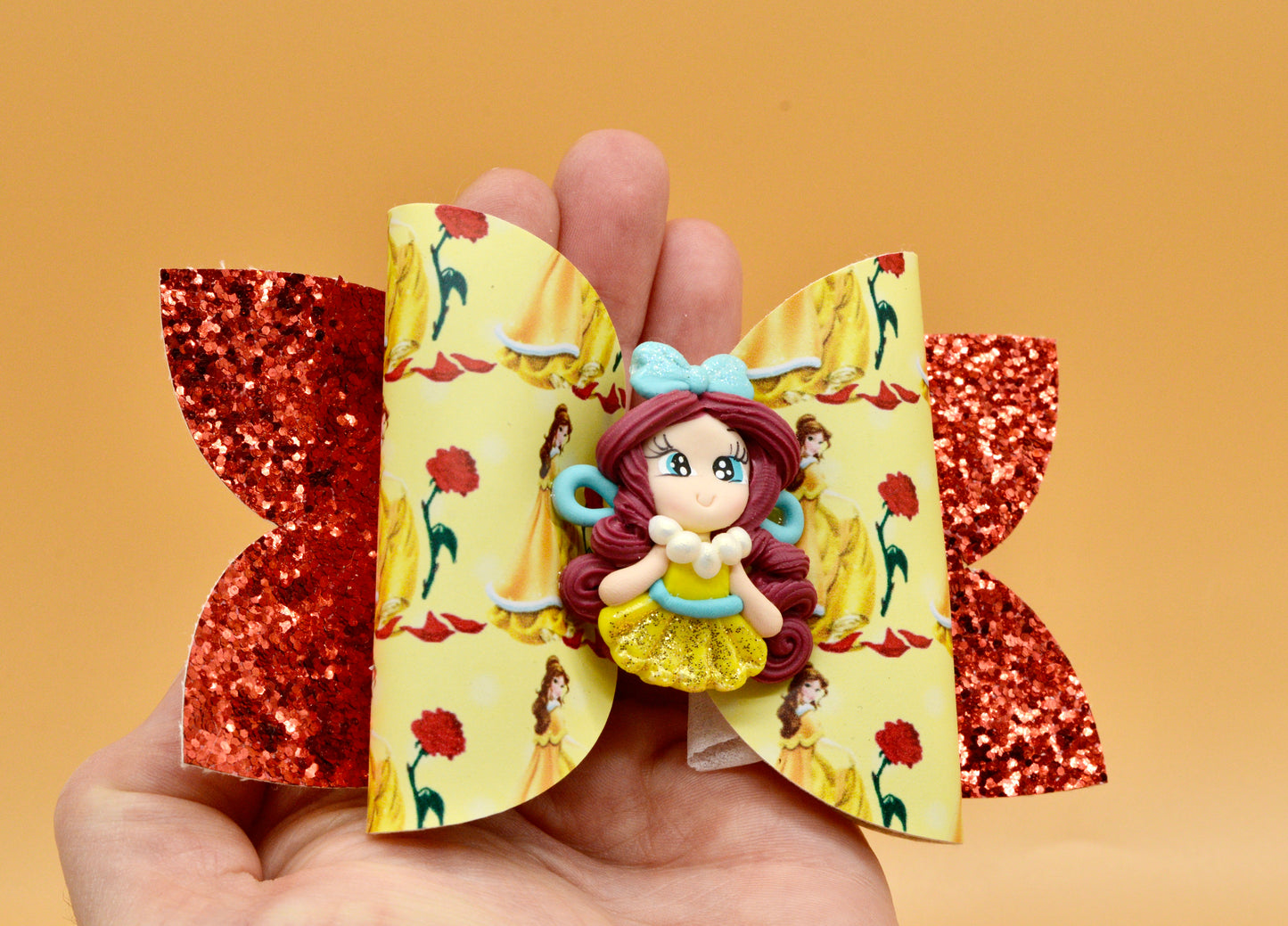 Girls character hair bow, Disney, Princess Bell