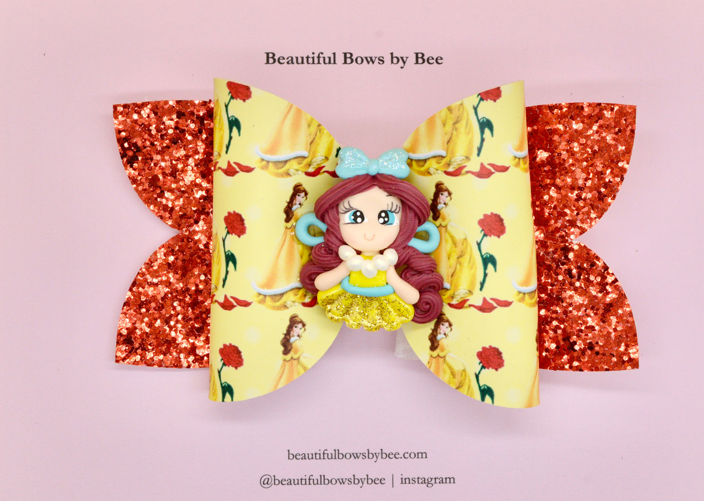Girls character hair bow, Disney, Princess Bell