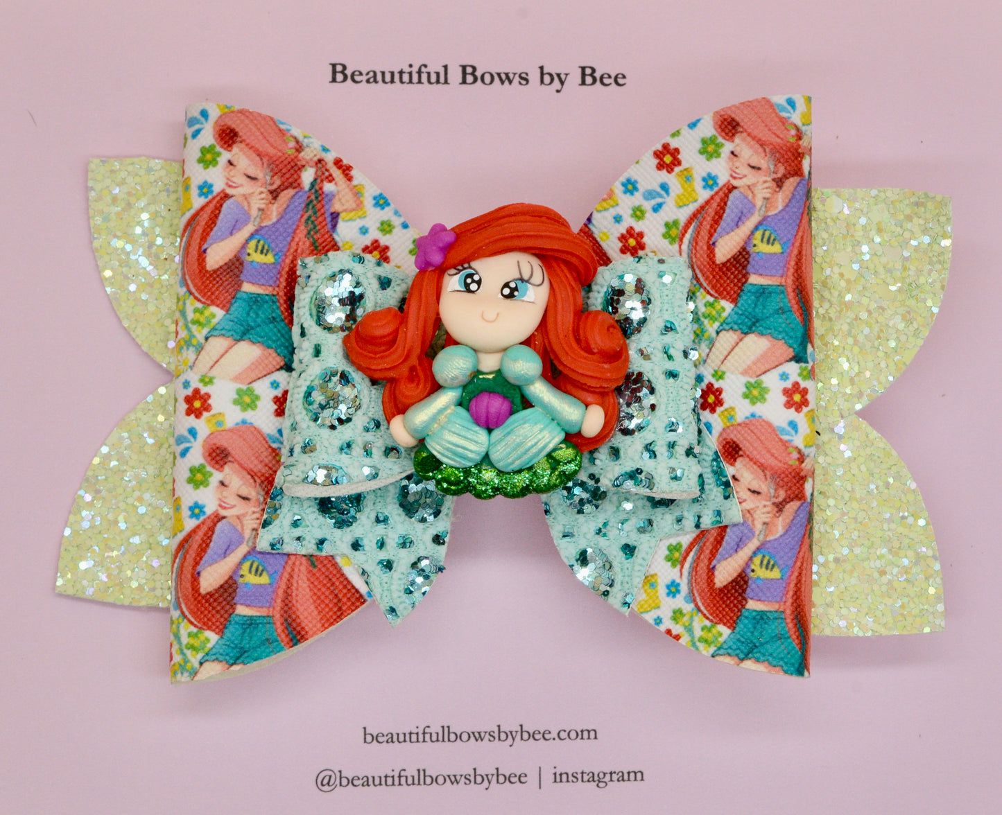 Girls character hair bow, Disney, Princess Ariel, The Little Mermaid