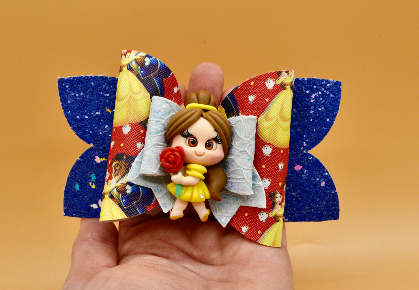 Girls character hair bow, Disney, Princess Bell