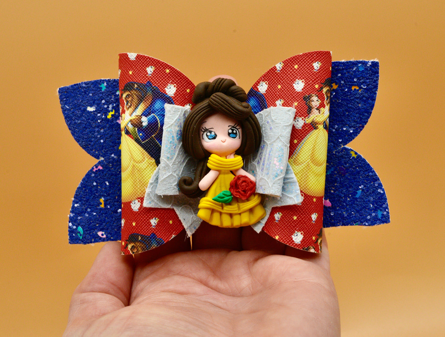 Girls character hair bow, Disney, Princess Bell