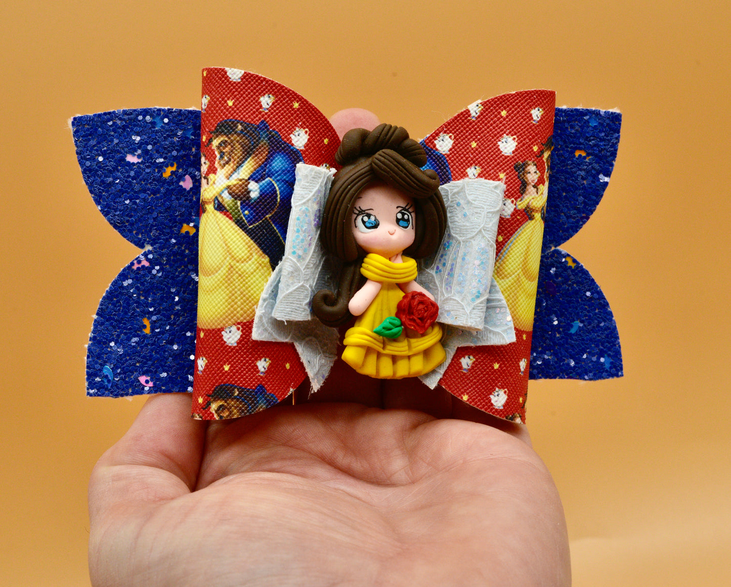 Girls character hair bow, Disney, Princess Bell