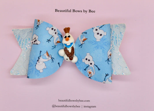 Girls character hair bow, Disney, Olaf, Snowman, Frozen
