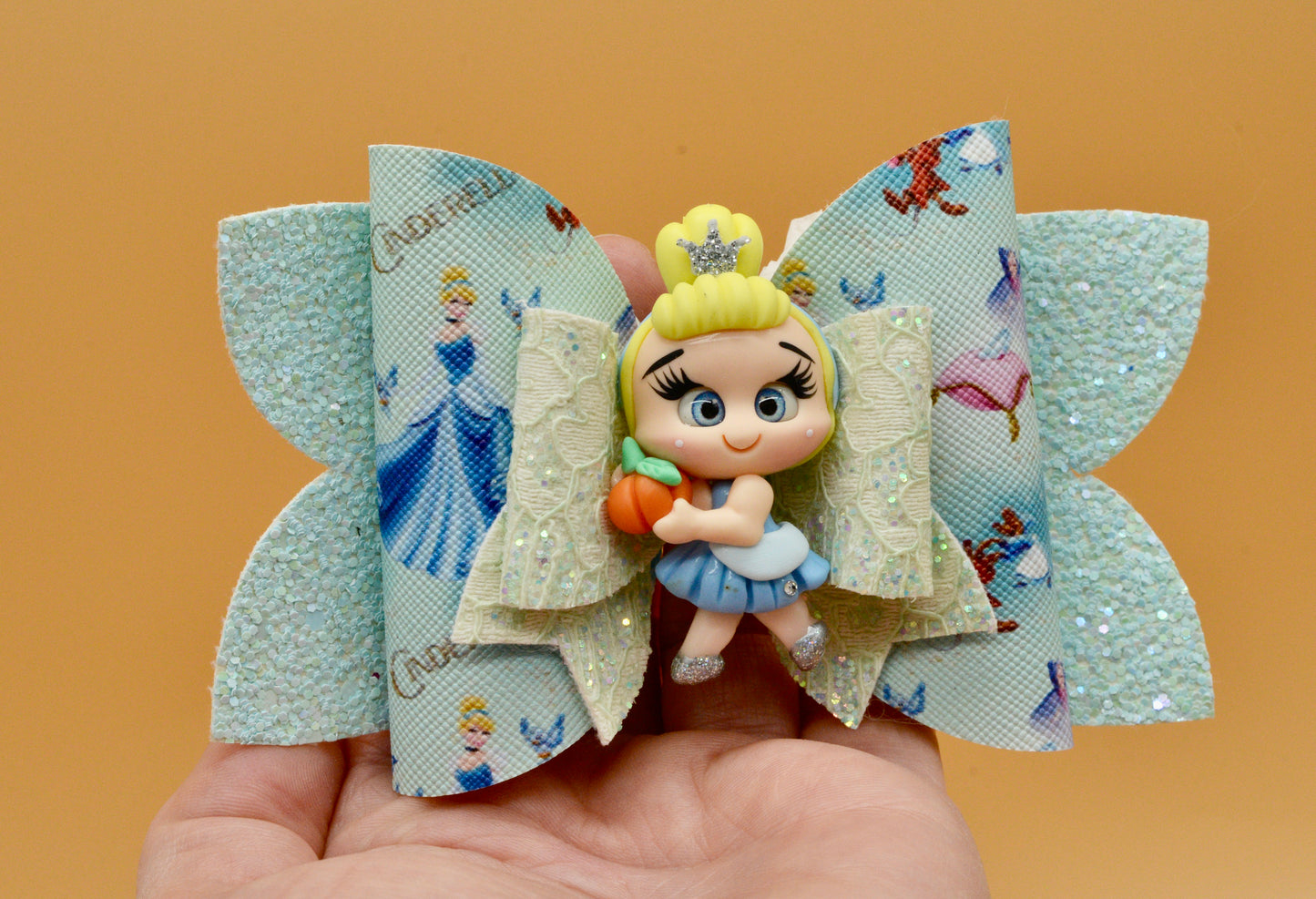 Girls character glitter hair bow, Disney, Cinderella