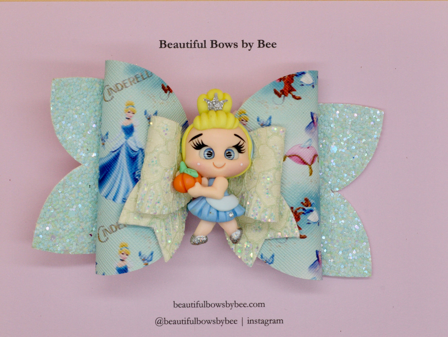 Girls character glitter hair bow, Disney, Cinderella