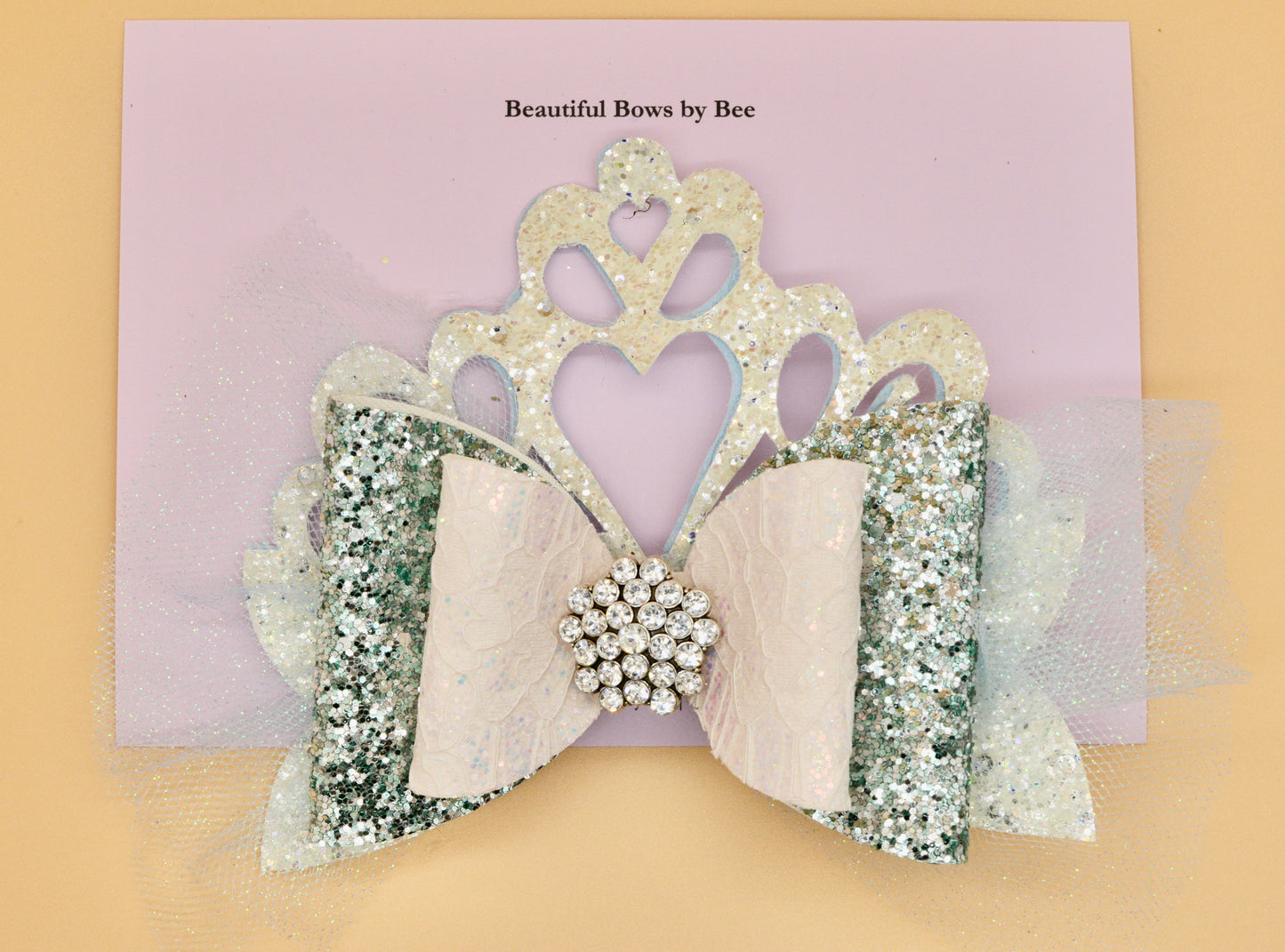 Girls character glitter hair bow, Crown Bow, Disney, Cinderella