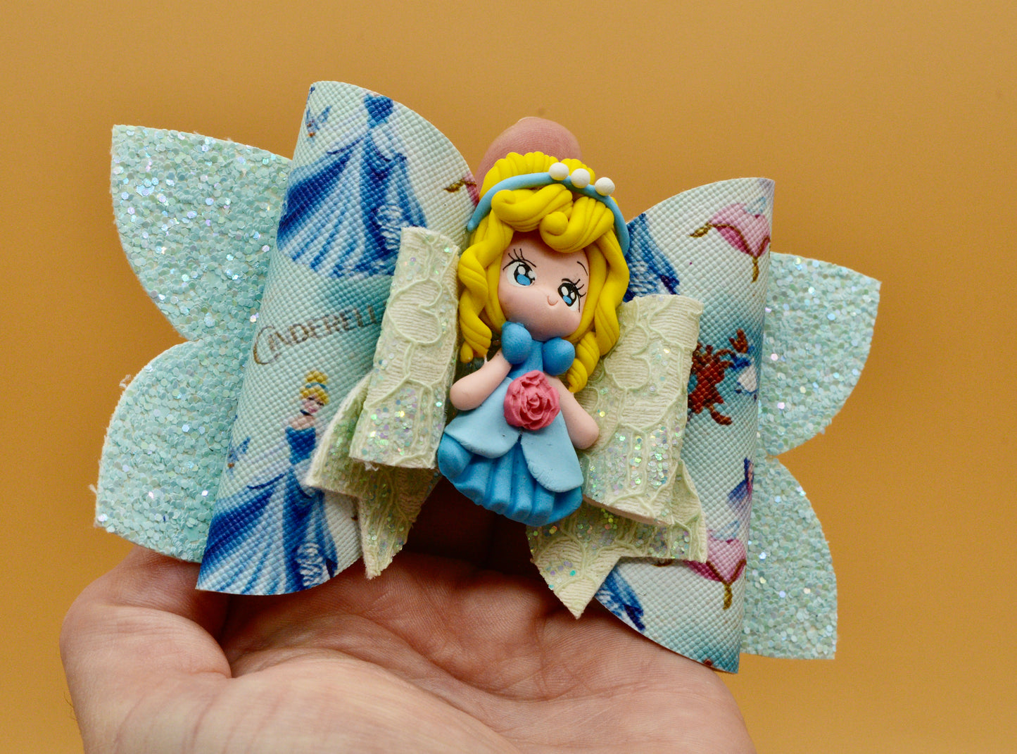 Girls character glitter hair bow, Disney, Cinderella
