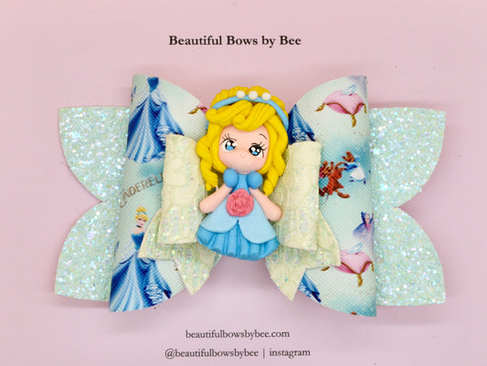 Girls character glitter hair bow, Disney, Cinderella