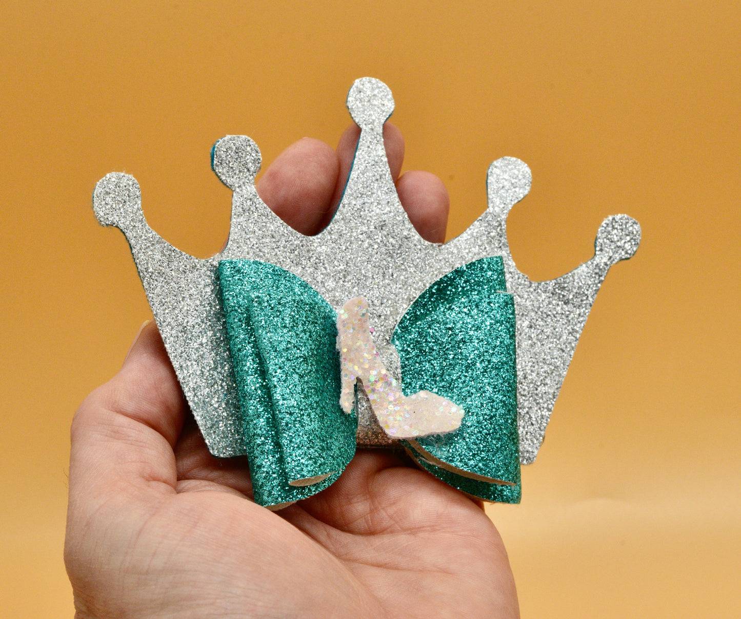 Girls character glitter hair bow, Disney, Cinderella