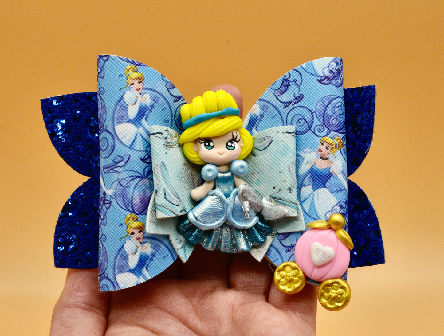 Girls character glitter hair bow, Disney, Cinderella