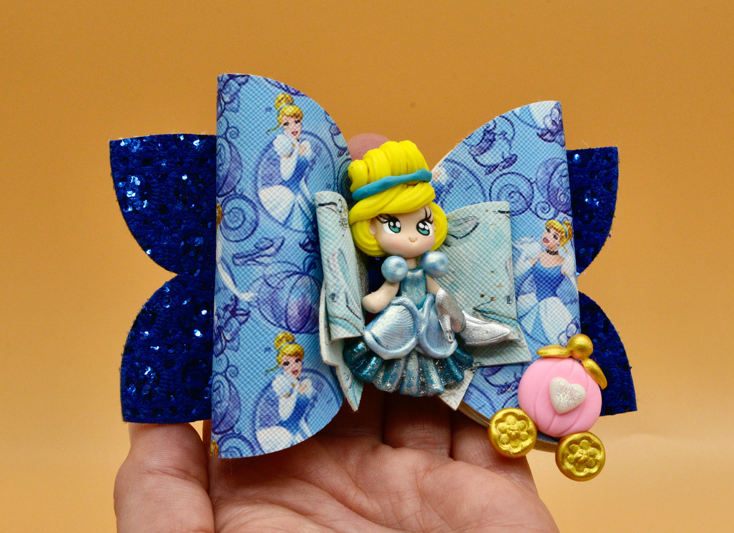 Girls character glitter hair bow, Disney, Cinderella