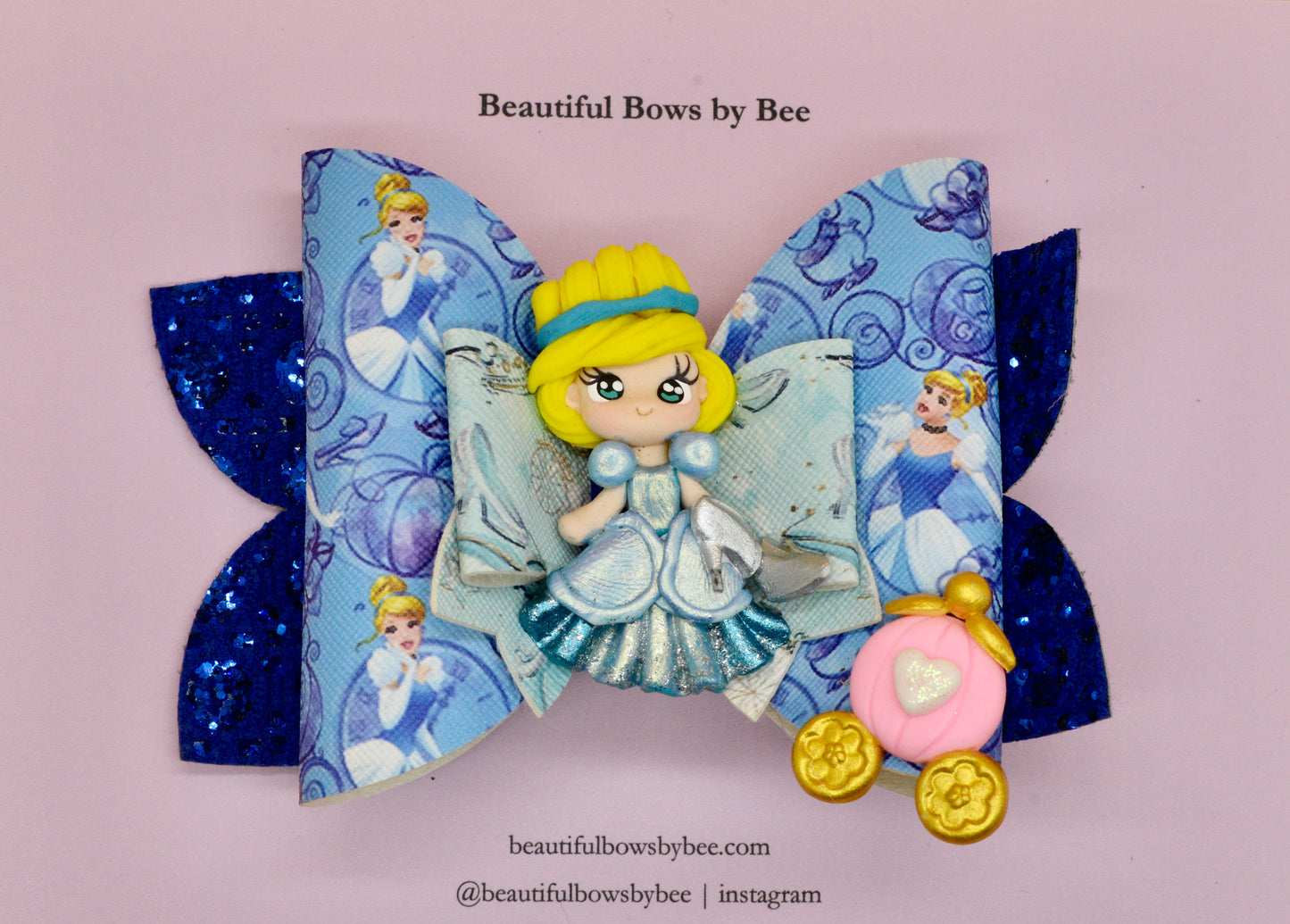 Girls character glitter hair bow, Disney, Cinderella