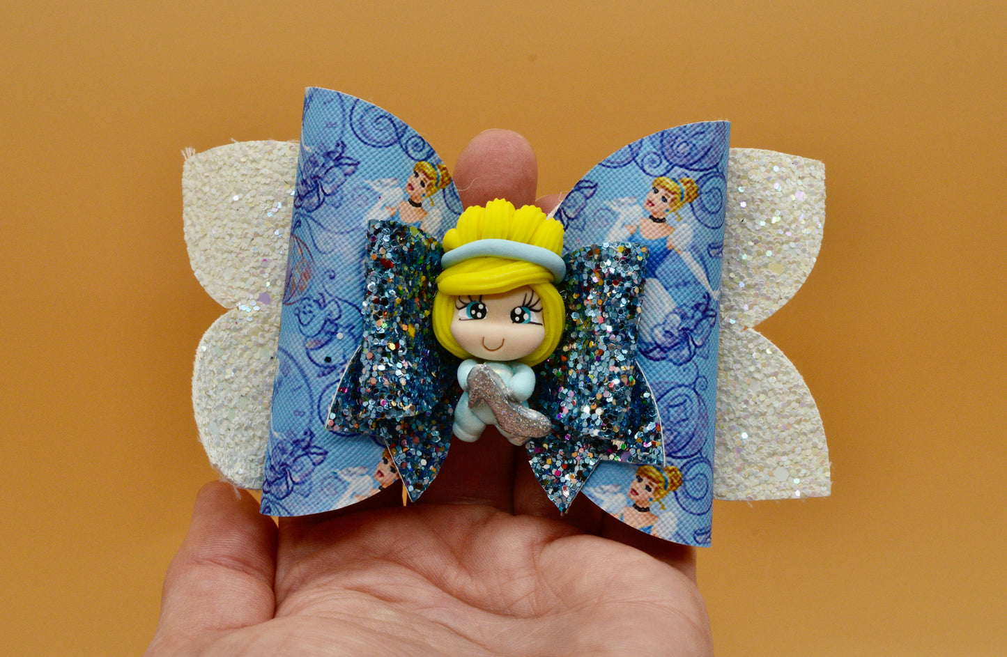 Girls character glitter hair bow, Disney, Cinderella
