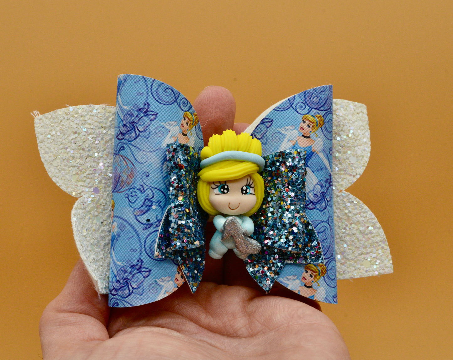 Girls character glitter hair bow, Disney, Cinderella