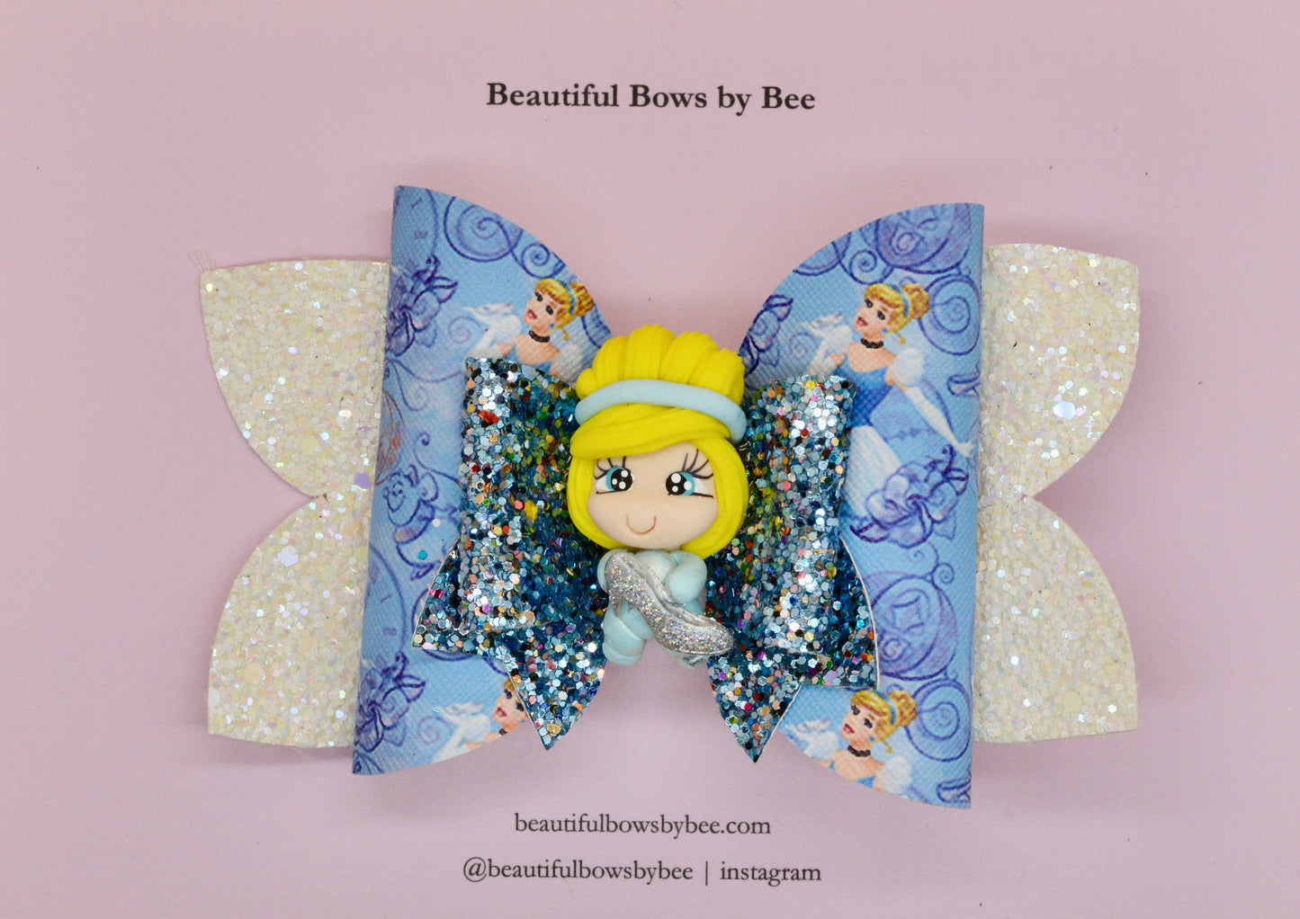Girls character glitter hair bow, Disney, Cinderella