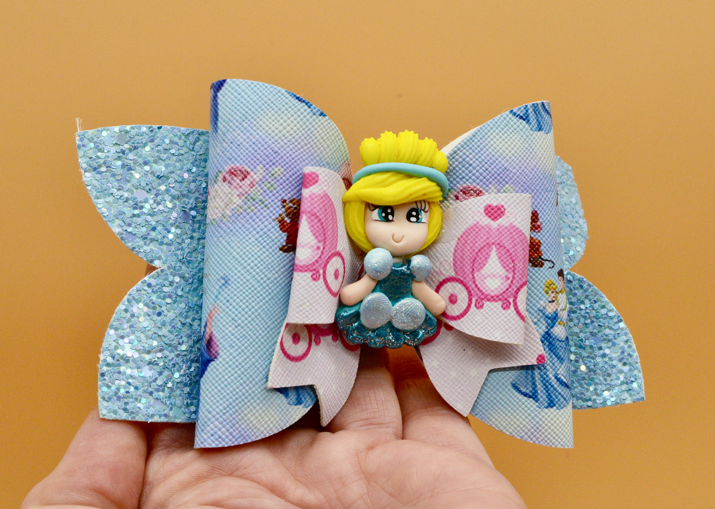 Girls character glitter hair bow, Disney, Cinderella