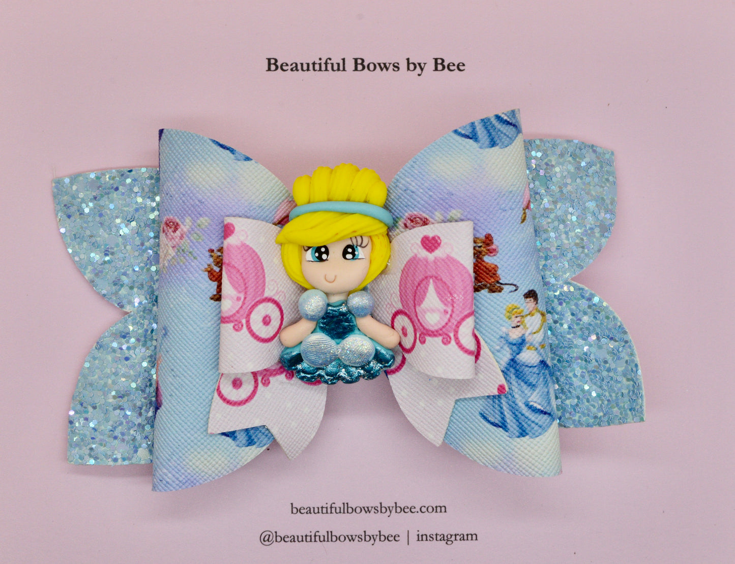 Girls character glitter hair bow, Disney, Cinderella