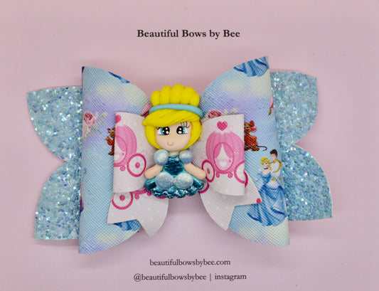 Girls character glitter hair bow, Disney, Cinderella