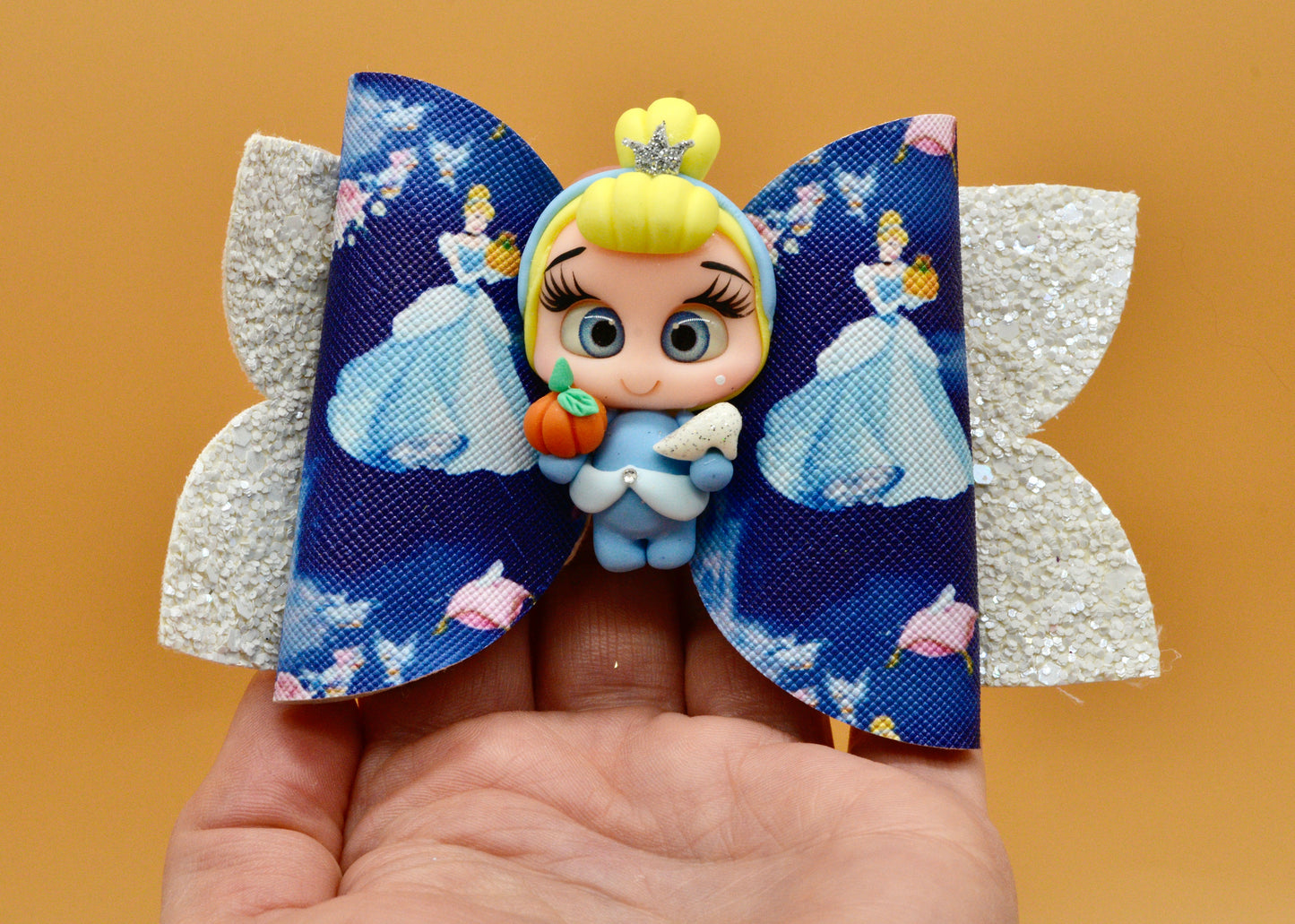 Girls character glitter hair bow, Disney, Cinderella